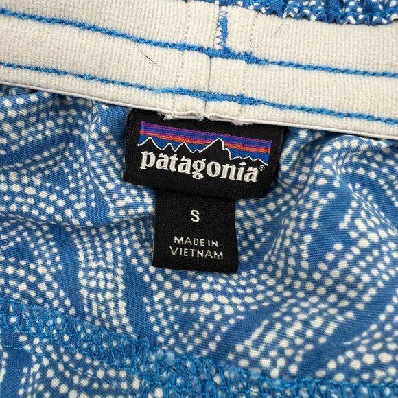 Patagonia Women's S Blue Dotted Wave Print Baggies Shorts Elastic Drawstring - Picture 3 of 12